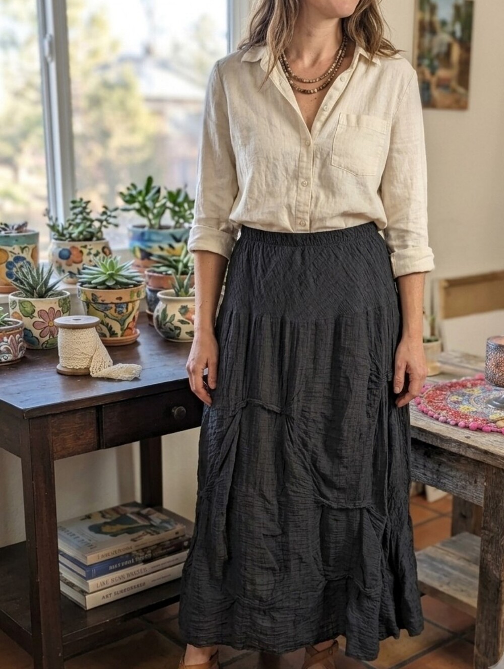 Luna Luz Gigi Black Cotton Skirt.